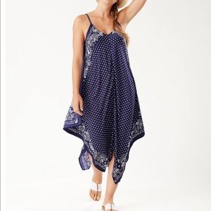 Tommy Bahama island scarf dress, size small, navy